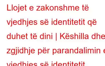 Llojet e zakonshme të vjedhjes së identitetit që duhet të dini | Këshilla dhe zgjidhje për parandalimin e vjedhjes së identitetit